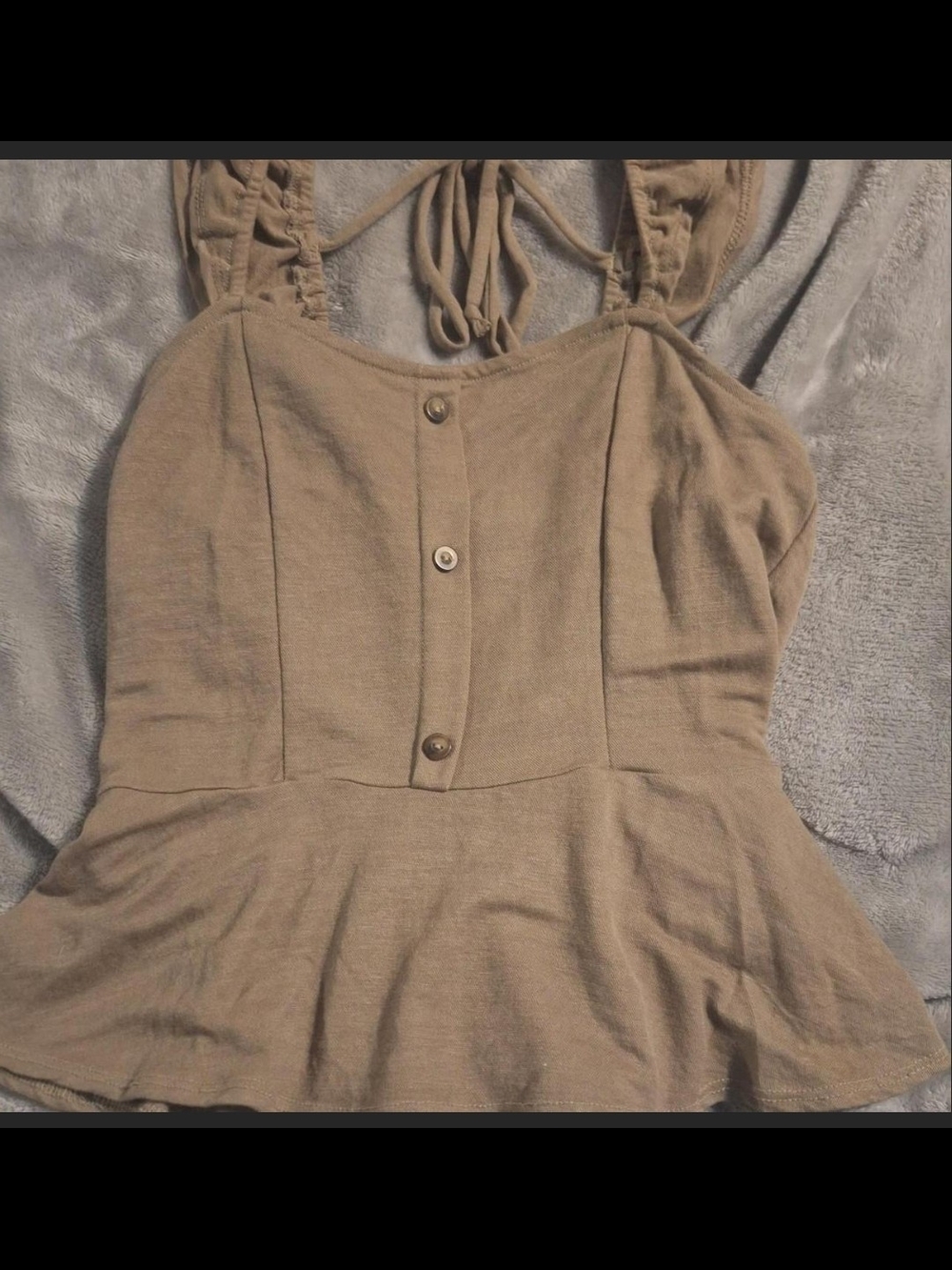 Tie-Back Peplum Tank Top in Beige
